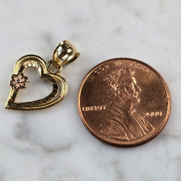Vintage Birks Sterling Silver Marcasite Fancy Brooch Germany Womens Vintage Estate 14K Yellow & Rose Gold Heart Pendant 0.9g E4230